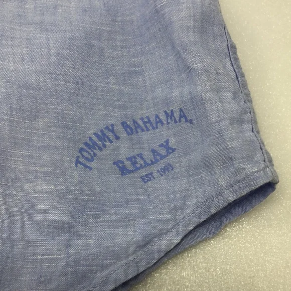 Tommy Bahama Shirt 100% Linen Blue Long Sleeve Button Down Relaxed Beach Coastal - Picture 11 of 12
